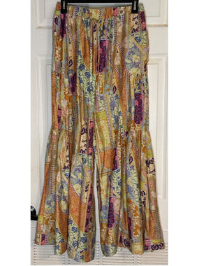 GiGio USA Wide Leg Pants Size S Multi-color Floral Patchwork
